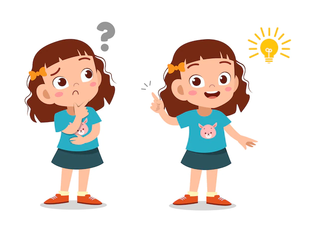 ilustracion de niña pensando