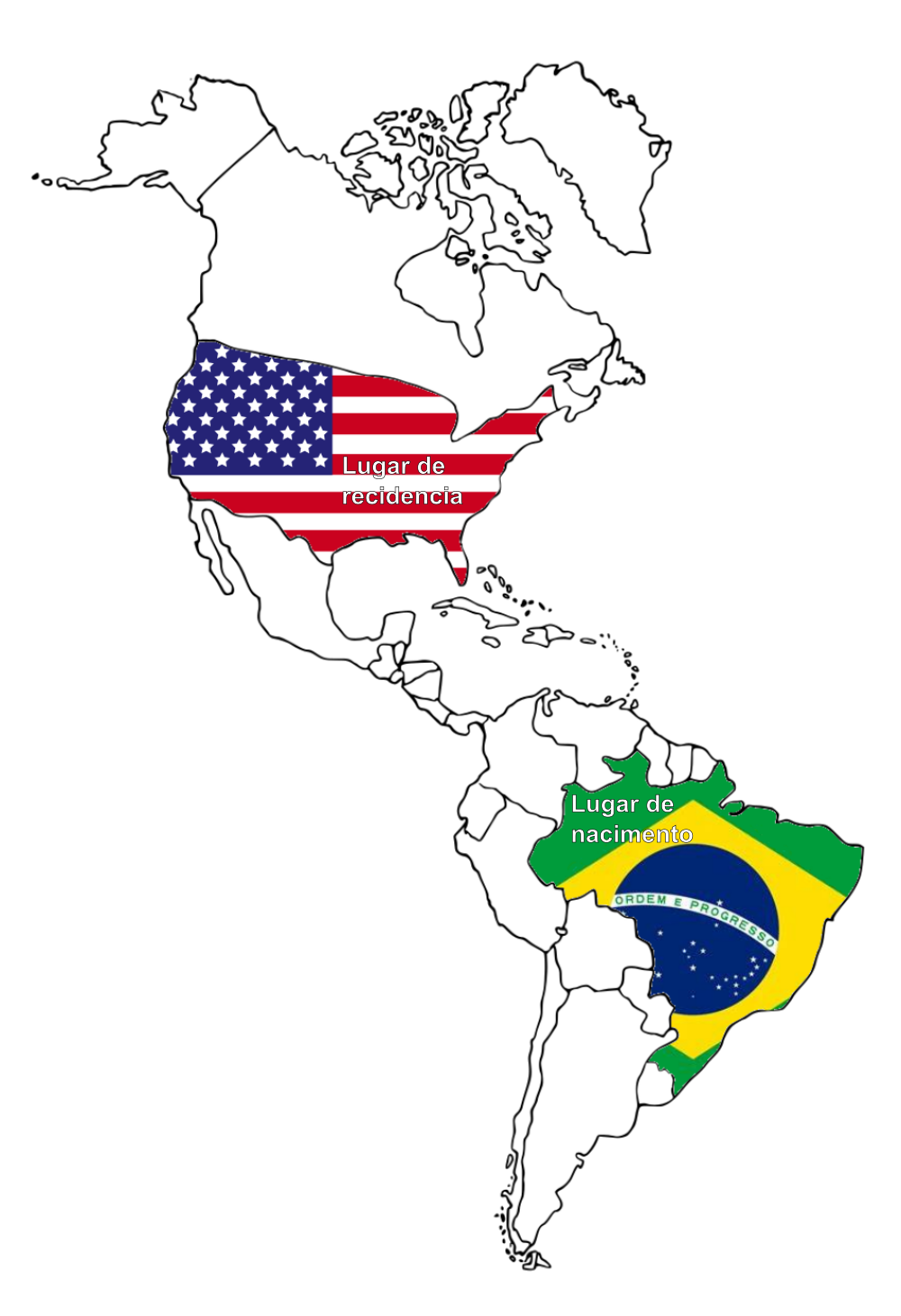 mapa con brasil usa