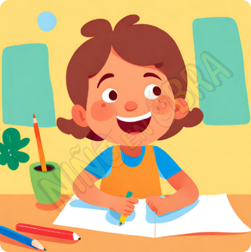 Niña trabajando ediciones aula