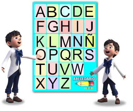 niños mirando el abecedario