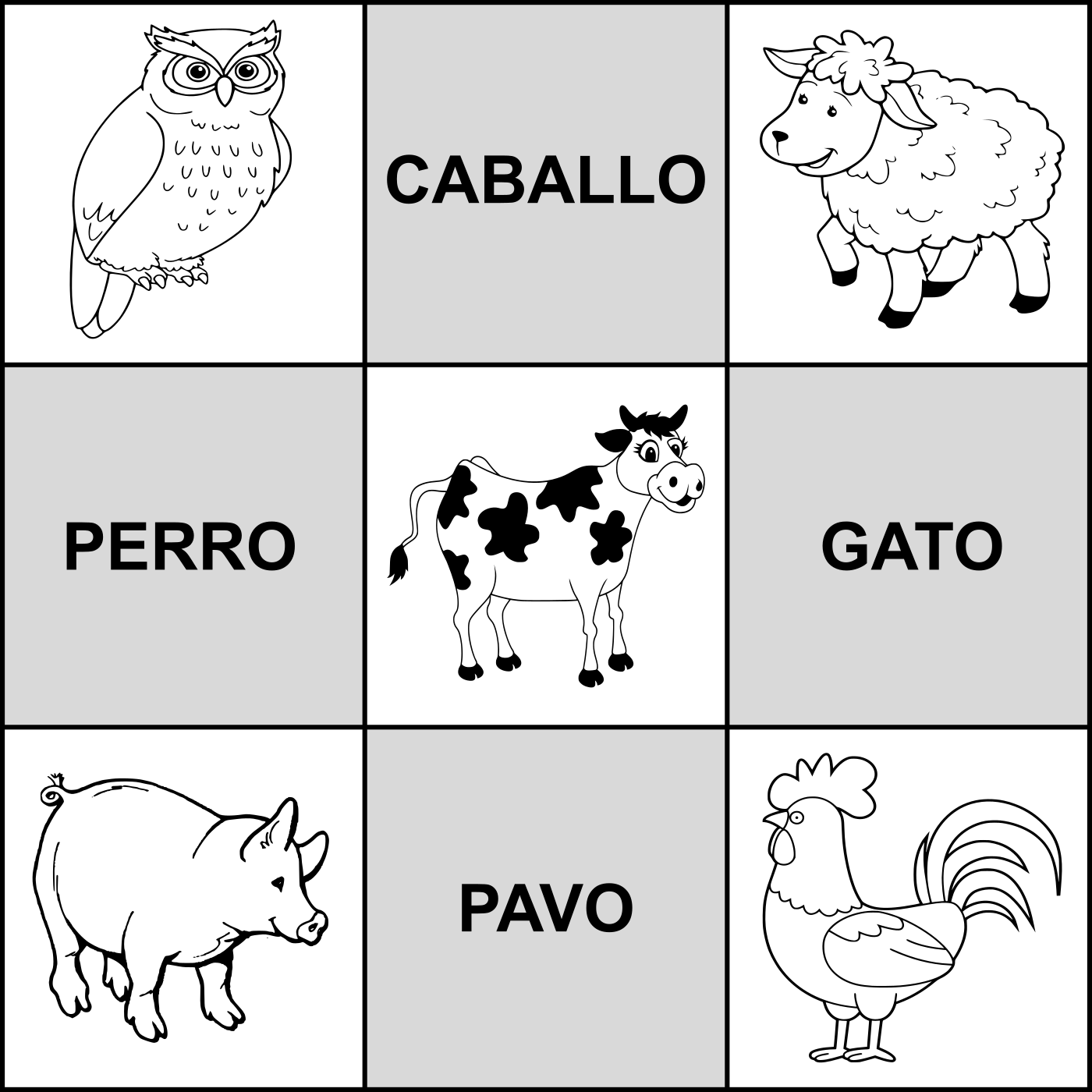 Tarjeta animales fondo blanco